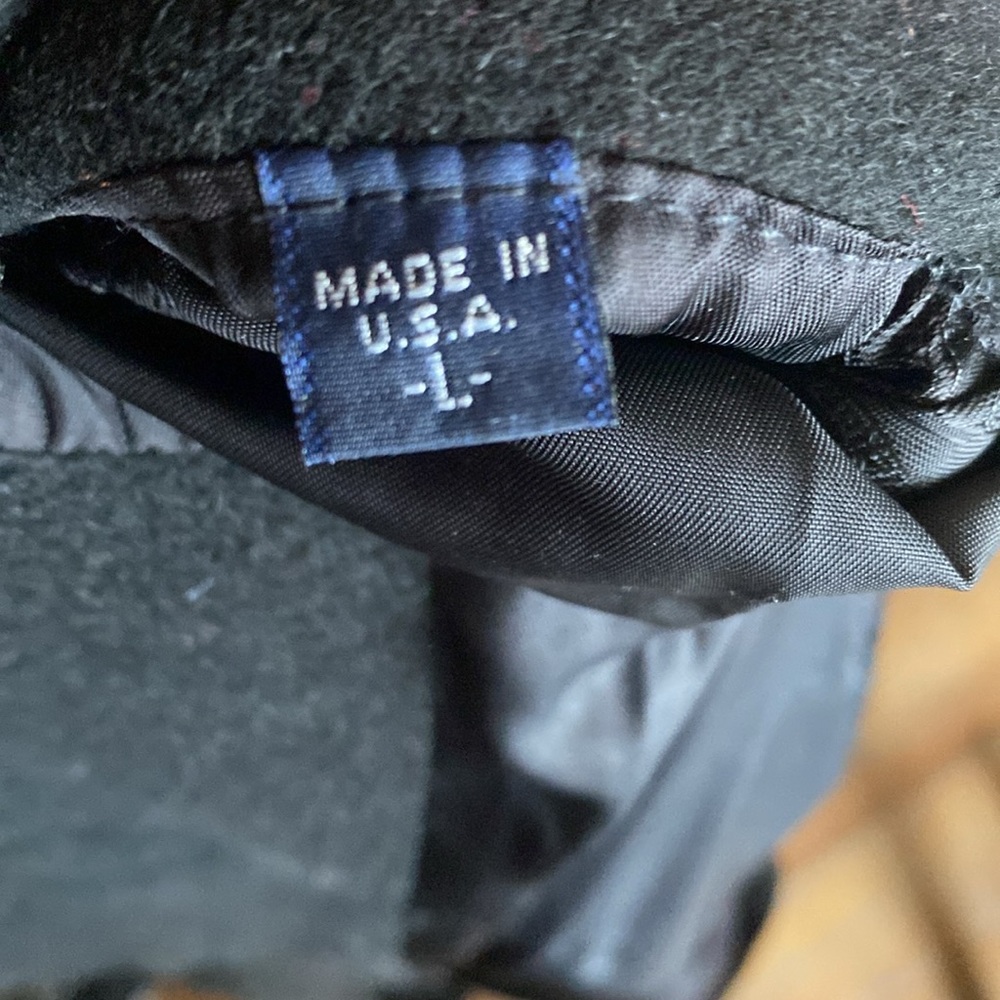 BURBERRY'S LUXURY BLACK WOOL COAT JACKET TOGGLE LARGE MADE IN USA - Picture 13 of 13